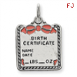 Sterling Silver Pink Birth Certificate Charm