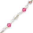 Sterling Silver Pink Crystal & Bead Bracelet