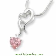 Sterling Silver Pink CZ Pendant chain