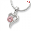 Sterling Silver Pink CZ Pendant chain