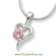 Sterling Silver Pink CZ Pendant chain