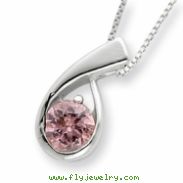 Sterling Silver Pink CZ Pendant chain