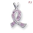 Sterling Silver Pink CZ Ribbon Pendant