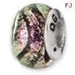 Sterling Silver Pink Dichroic Glass Bead