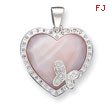 Sterling Silver Pink Mother Of Pearl & CZ Heart Pendant