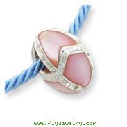 Sterling Silver Pink Mother Of Pearl Easter Egg Pendant