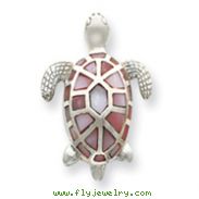 Sterling Silver Pink Mother Of Pearl Turtle Slide
