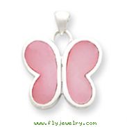 Sterling Silver Pink Shell Butterfly Pendant