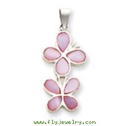 Sterling Silver Pink Shell Double Butterfly Pendant