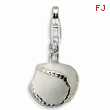 Sterling Silver Polished & Enamel Baseball With Lobster Clasp Charm