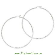 Sterling Silver Polished & Satin Diamond Cut Hoop Earrings