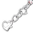 Sterling Silver Polished 3-D Heart Link Bracelet