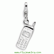 Sterling Silver Polished Cell Phone With Lobster Clasp Charm