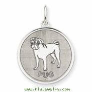 Sterling Silver Pug Disc Charm