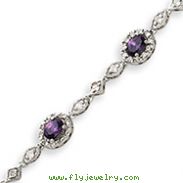 Sterling Silver Purlple And Clear CZ Bracelet
