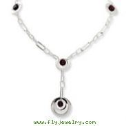 Sterling Silver Purple Crystal Fancy Link Necklace