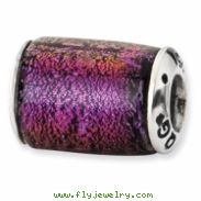 Sterling Silver Purple Dichroic Glass Barrel Bead