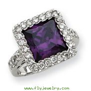 Sterling Silver Purple Square CZ Ring