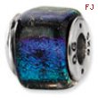 Sterling Silver Rainbow Dichroic Glass Square Bead