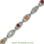 Sterling Silver Rainbow Semi-Precious & CZ Bracelet