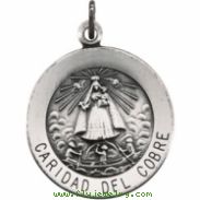 Sterling Silver Rd Caridad Del Cobre Pend Medl