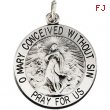 Sterling Silver Rd Miraculous Pend Medal