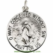 Sterling Silver Rd Miraculous Pend Medal