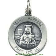 Sterling Silver Rd St. Barbara Pend Medal