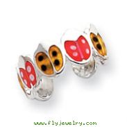 Sterling Silver Red & Orange Enameled Ladybug Toe Ring