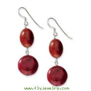 Sterling Silver Red Coral Dangle Earrings