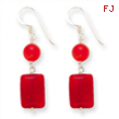 Sterling Silver Red Coral/Red Agate Earrings