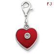 Sterling Silver Red Enameled CZ Heart Charm