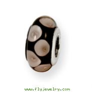 Sterling Silver Reflections Black/Grey Murano Glass Bead