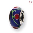 Sterling Silver Reflections Blue/Red Hand-blown Glass Bead