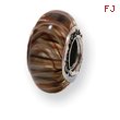 Sterling Silver Reflections Brown Hand-blown Glass Bead