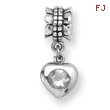 Sterling Silver Reflections Cubic Zirconia Heart Dangle Bead