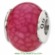 Sterling Silver Reflections Fuschia Cracked Agate Stone Bead