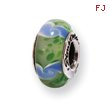 Sterling Silver Reflections Green/Blue Hand-blown Glass Bead