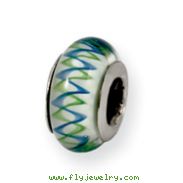 Sterling Silver Reflections Green/Blue Murano Glass Bead