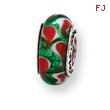 Sterling Silver Reflections Green/Red Hand-blown Glass Bead