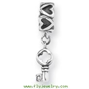 Sterling Silver Reflections Key Dangle With Hearts Bead