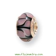 Sterling Silver Reflections Kids Black Murano Glass Bead