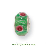 Sterling Silver Reflections Kids Green Murano Glass Bead