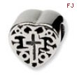 Sterling Silver Reflections Kids Heart w/Cross and Scroll Bead