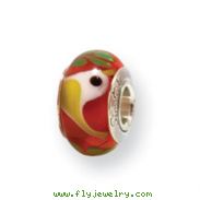 Sterling Silver Reflections Kids Red Bird Murano Glass Bead