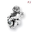 Sterling Silver Reflections March Cubic Zirconia Antiqued Bead