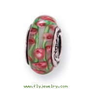 Sterling Silver Reflections PalePink/Green Murano Glass Bead