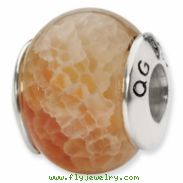 Sterling Silver Reflections Peach Cracked Agate Stone Bead