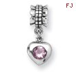 Sterling Silver Reflections Pink Cubic Zirconia Heart Dangle Bead