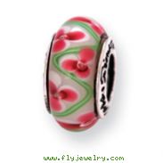 Sterling Silver Reflections Pink/Green Murano Glass Bead